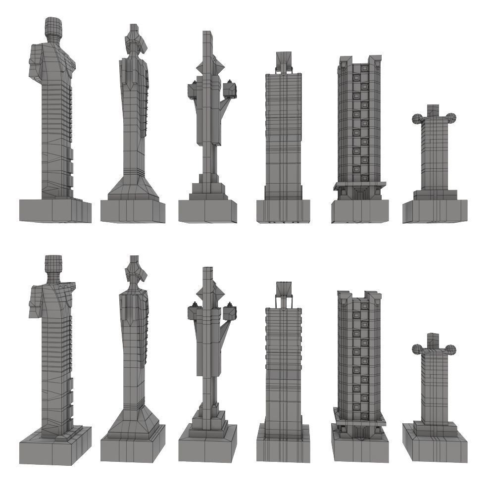 Art deco chess set  3D model_25