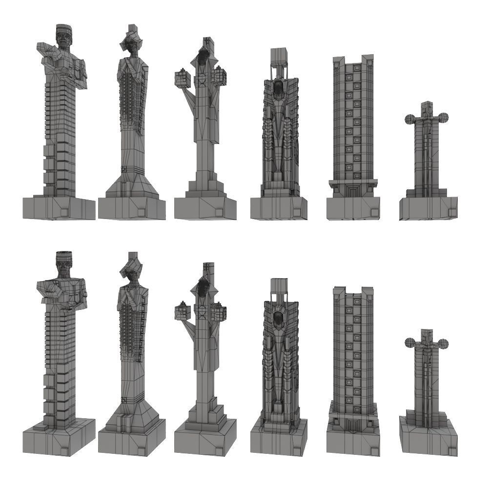 Art deco chess set  3D model_31