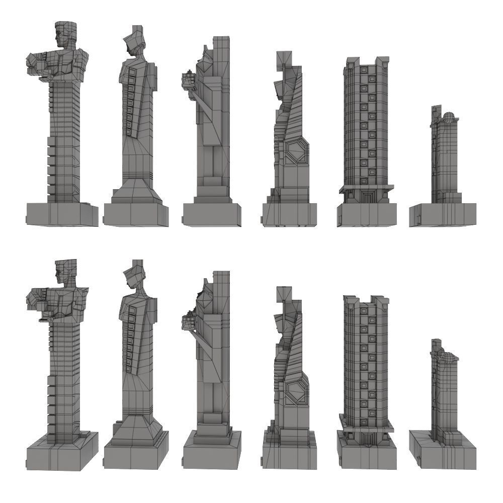 Art deco chess set  3D model_28