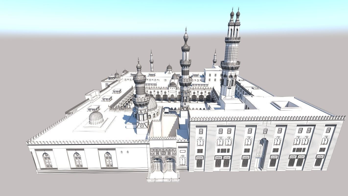 3D Al Azhar Al sharef mosque Cairo Egypt model 3D model | CGTrader
