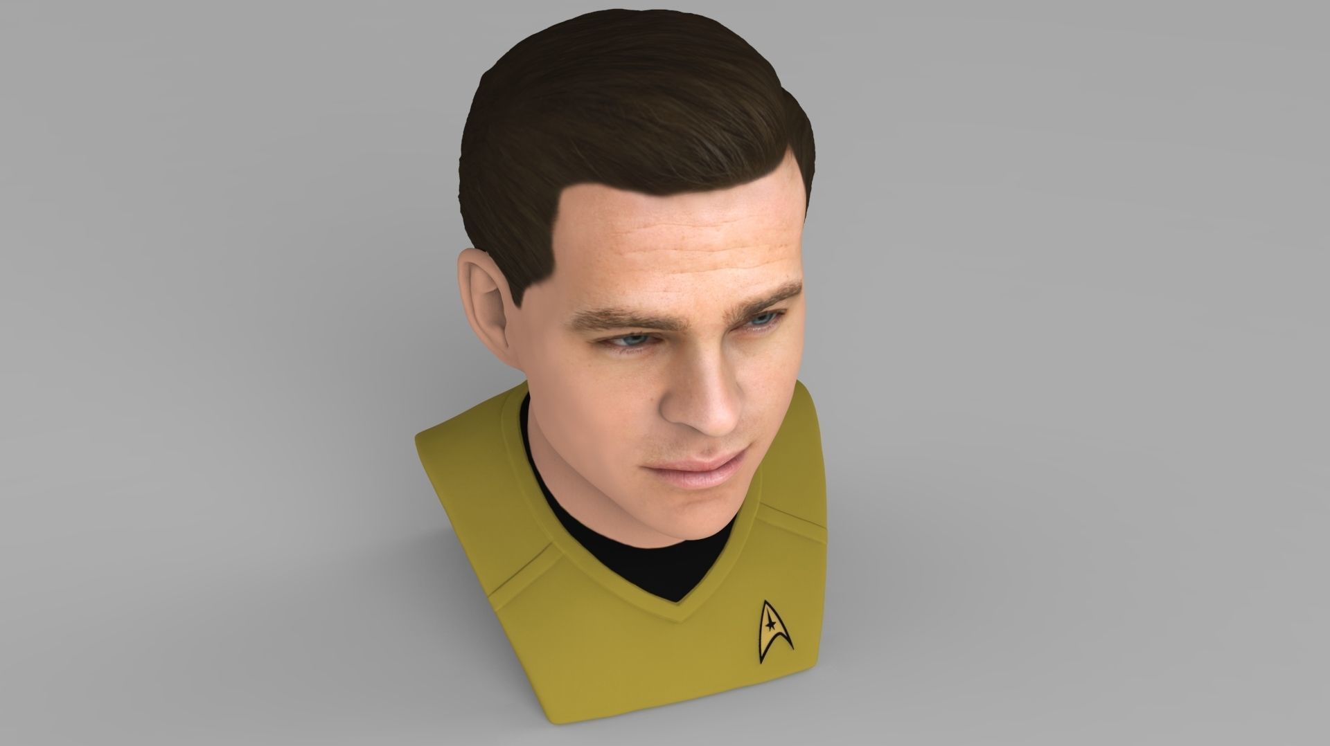 Captain Kirk Chris Pine Star Trek bust full color 3D printing 3D print model_5