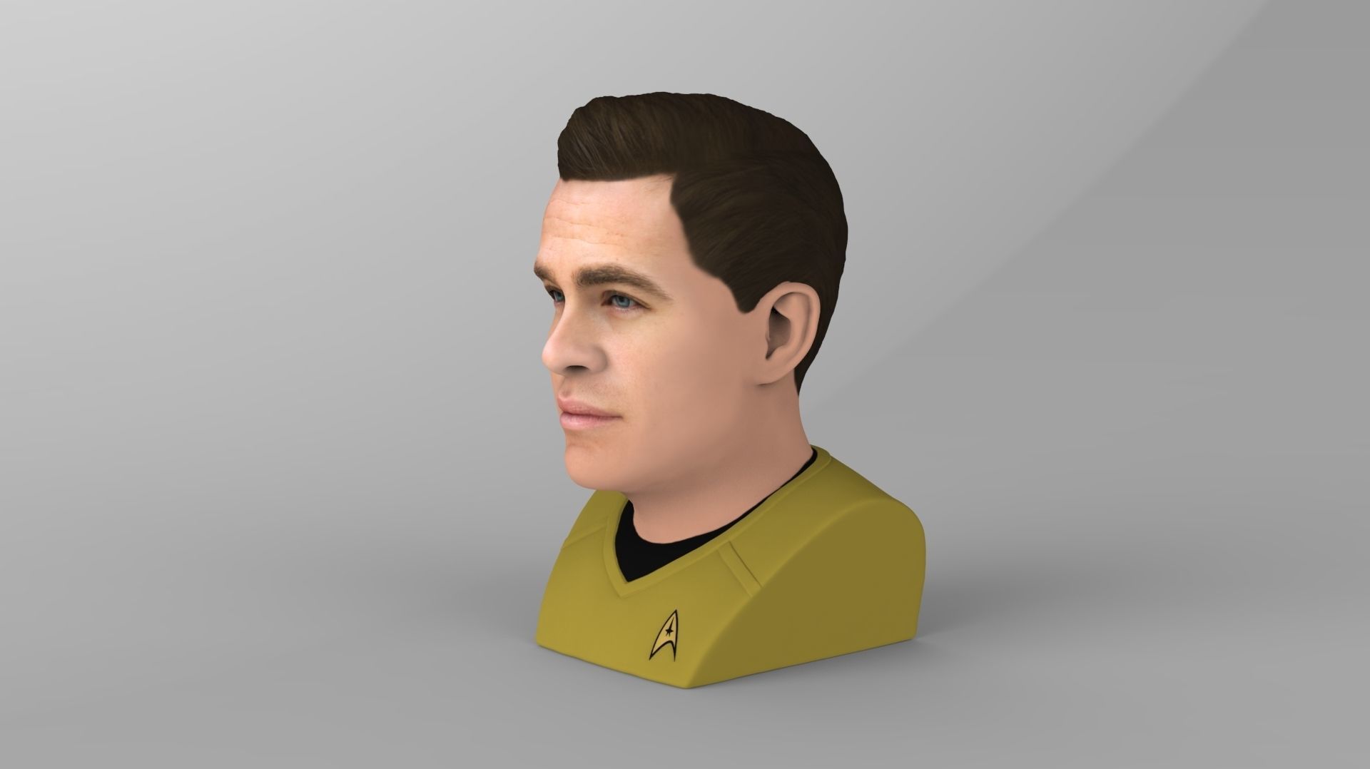 Captain Kirk Chris Pine Star Trek bust full color 3D printing 3D print model_12