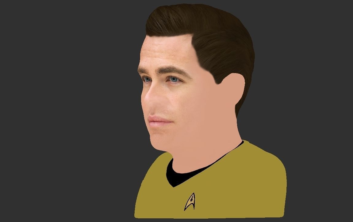 Captain Kirk Chris Pine Star Trek bust full color 3D printing 3D print model_21