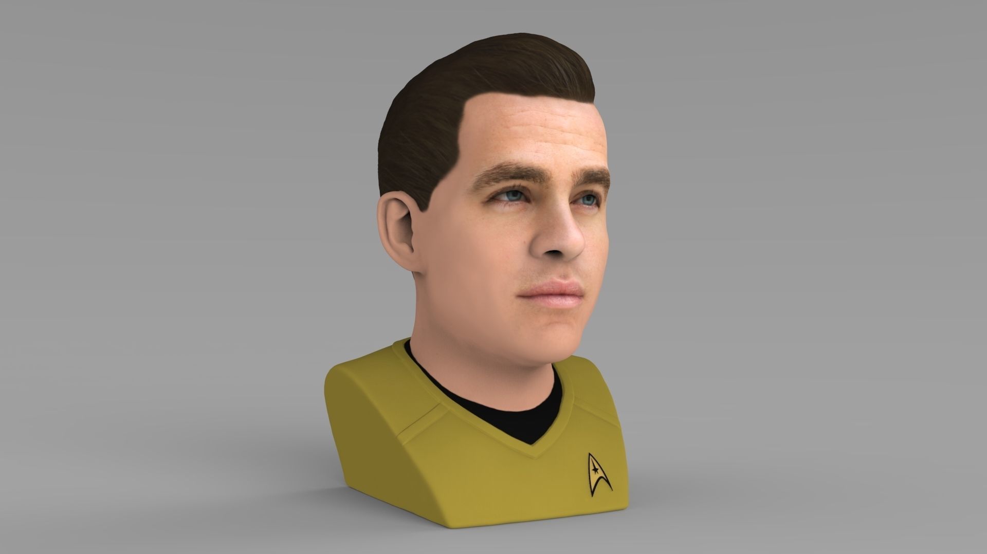 Captain Kirk Chris Pine Star Trek bust full color 3D printing 3D print model_3