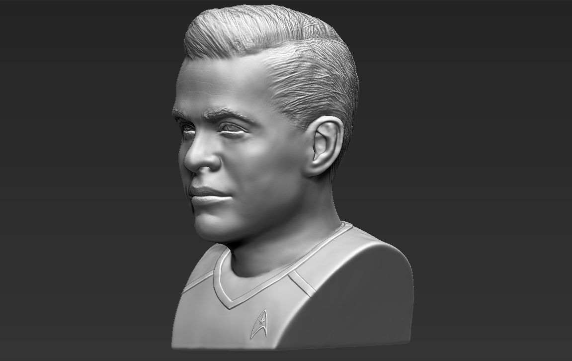 Captain Kirk Chris Pine Star Trek bust full color 3D printing 3D print model_24