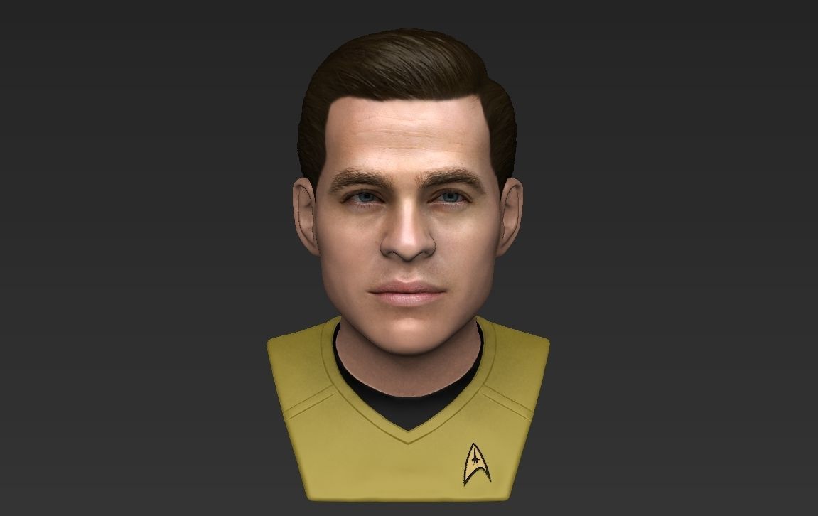 Captain Kirk Chris Pine Star Trek bust full color 3D printing 3D print model_17
