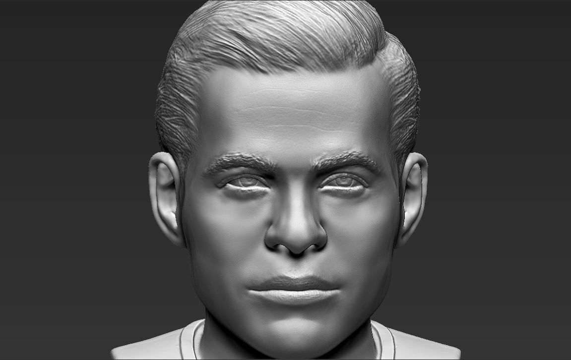 Captain Kirk Chris Pine Star Trek bust full color 3D printing 3D print model_25