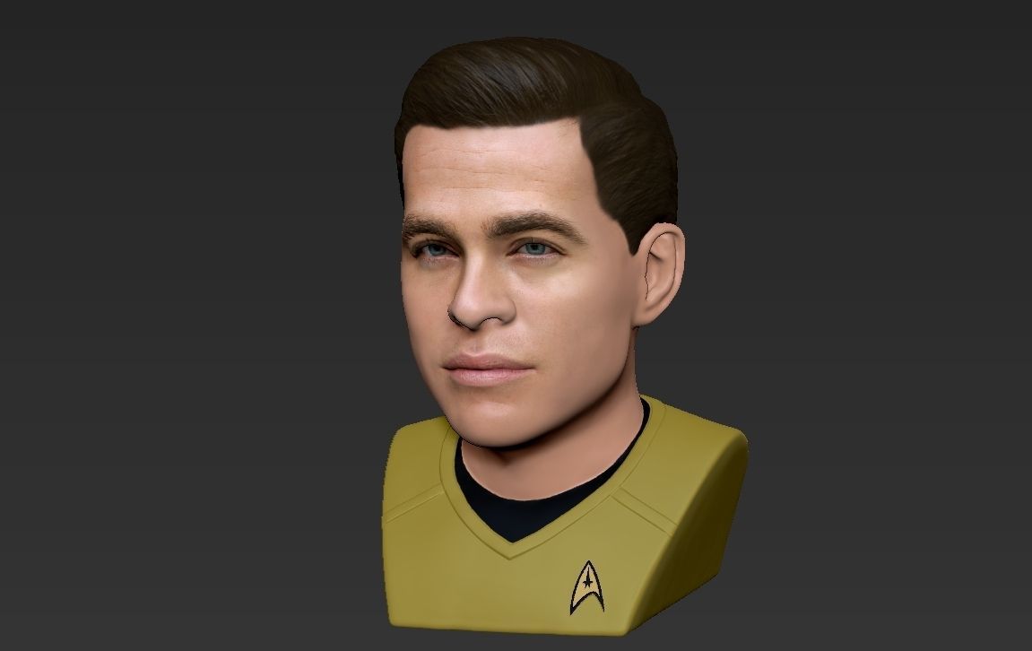 Captain Kirk Chris Pine Star Trek bust full color 3D printing 3D print model_18
