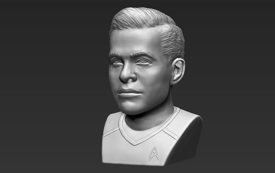 Captain Kirk Chris Pine Star Trek bust full color 3D printing 3D print model_28