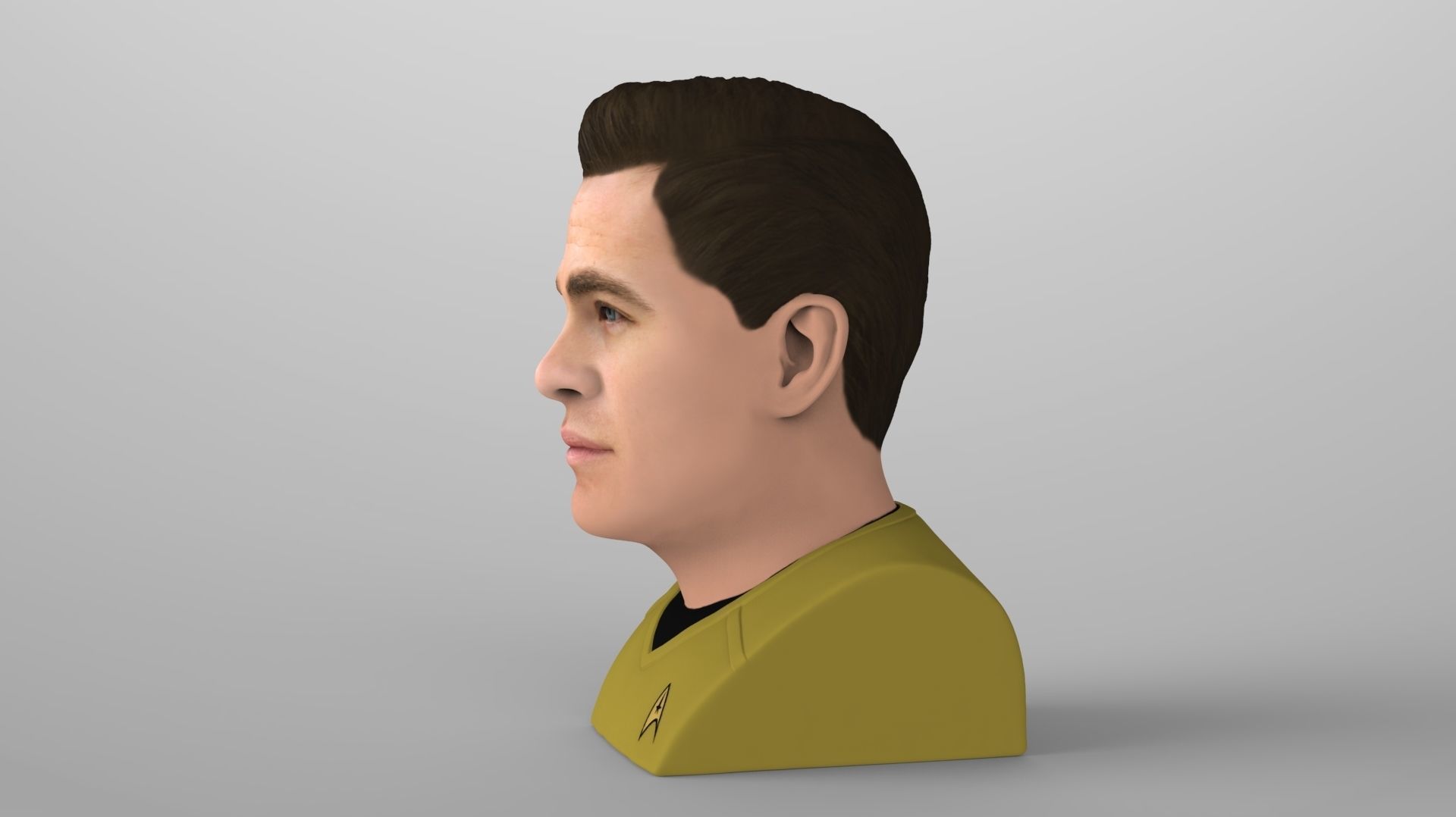 Captain Kirk Chris Pine Star Trek bust full color 3D printing 3D print model_11