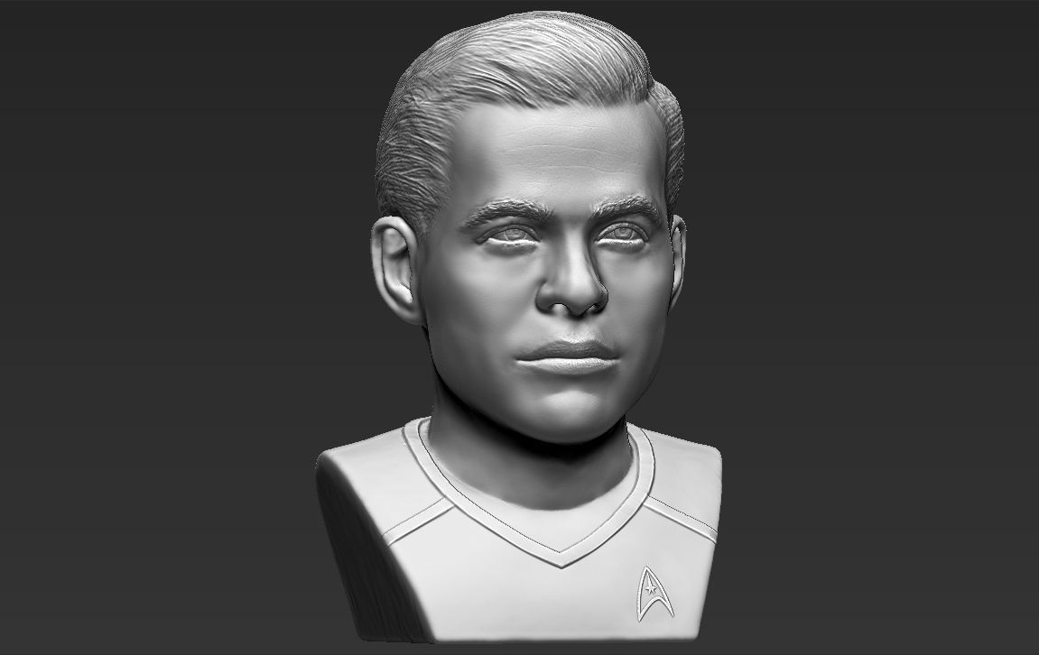 Captain Kirk Chris Pine Star Trek bust full color 3D printing 3D print model_26