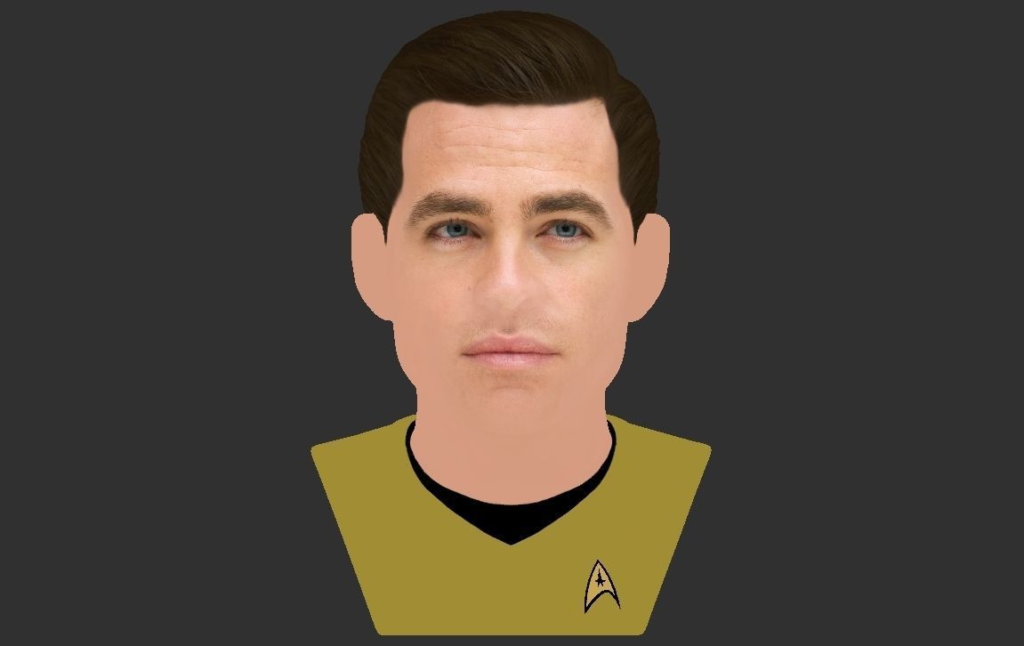 Captain Kirk Chris Pine Star Trek bust full color 3D printing 3D print model_20