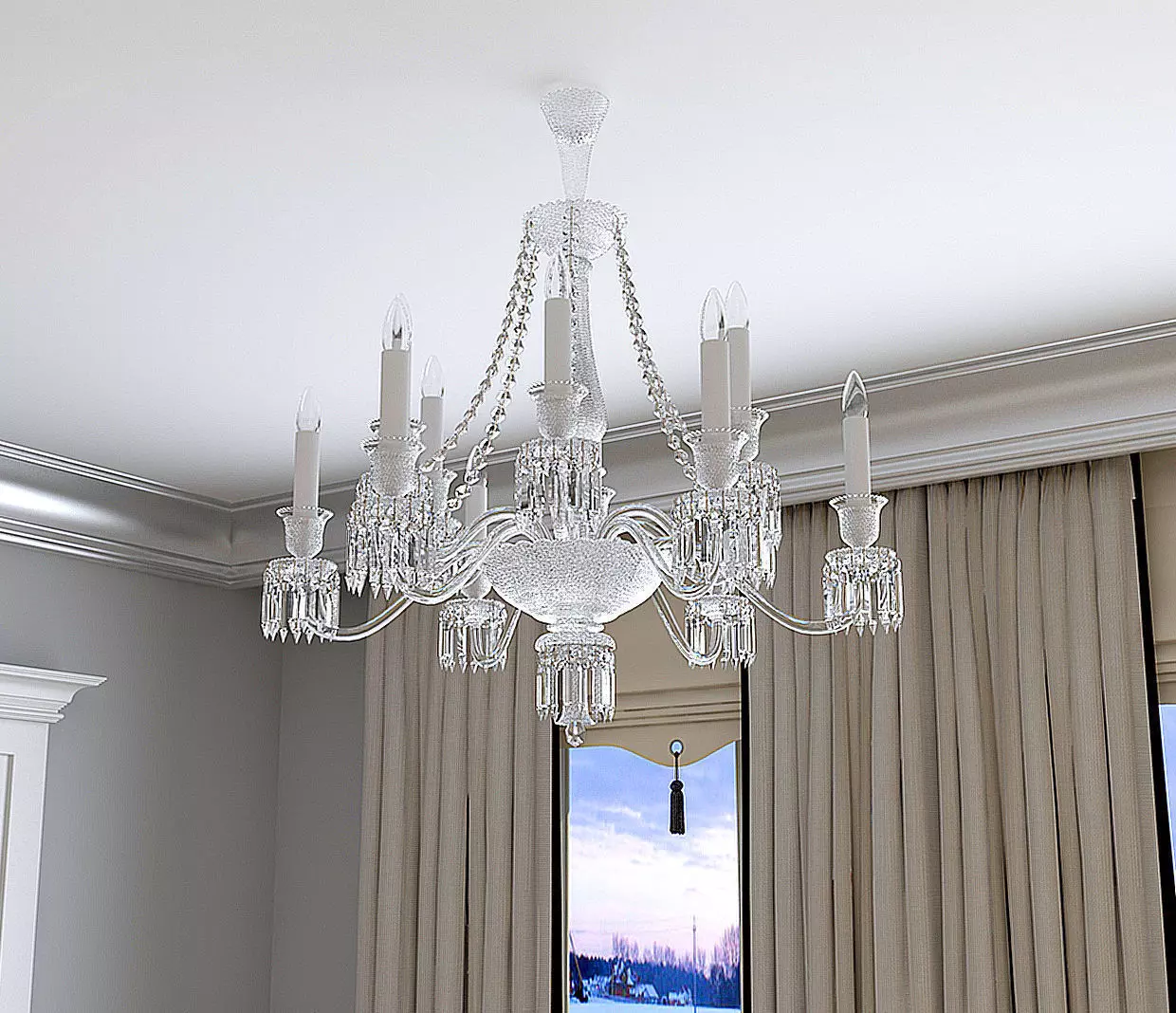 Baccarat Helios Chandelier 3D model_0