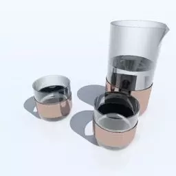 copper glass set Free 3D model