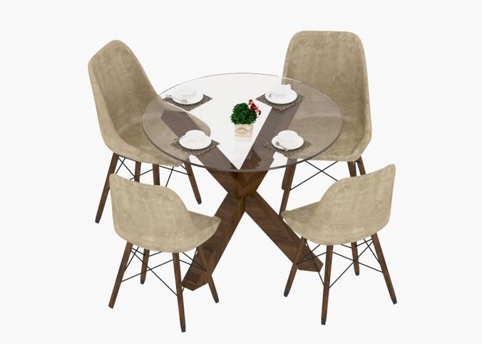 cafe table chair 01 Low-poly 3D model