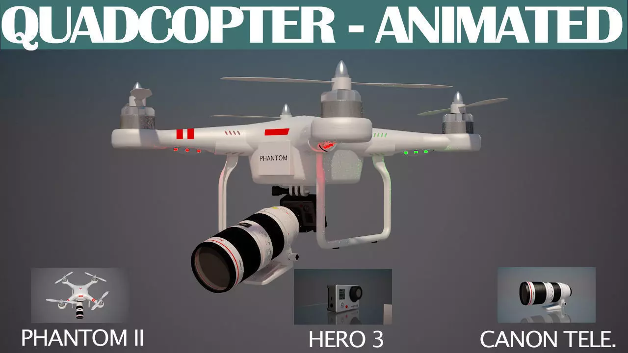 Quadcopter Animated 3D model_0
