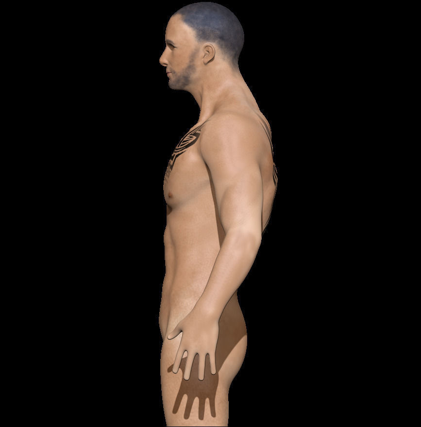 Male Low poly ready with tattoos Low-poly 3D model_3