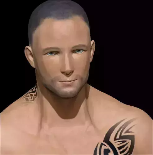 Male Low poly ready with tattoos