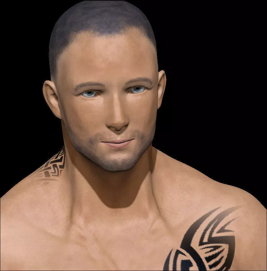 Male Low poly ready with tattoos Low-poly 3D model_0