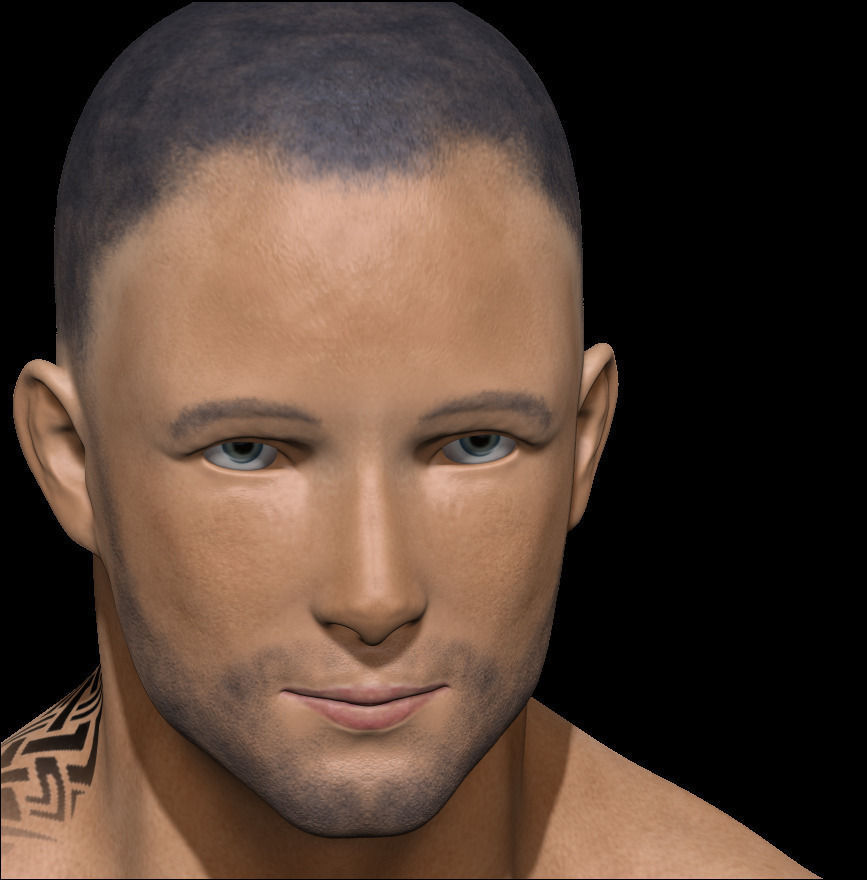 Male Low poly ready with tattoos Low-poly 3D model_1