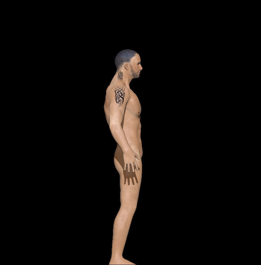 Male Low poly ready with tattoos Low-poly 3D model_4