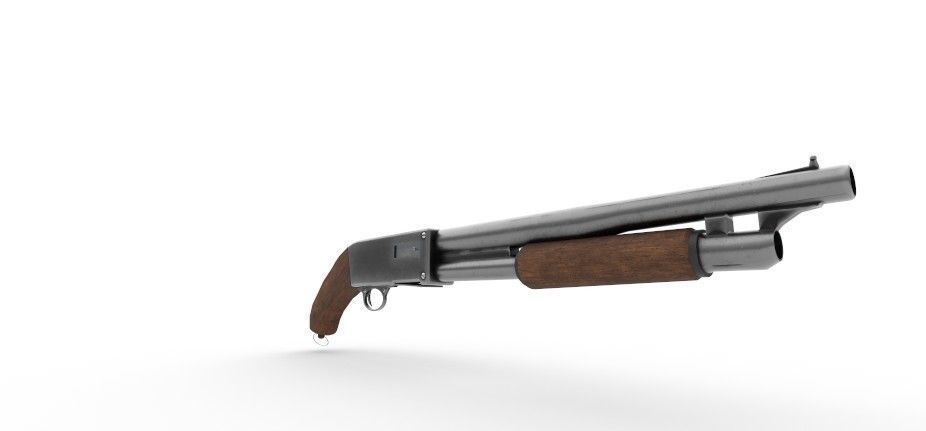 Shotgun PBR Model gun Low-poly 3D model_2