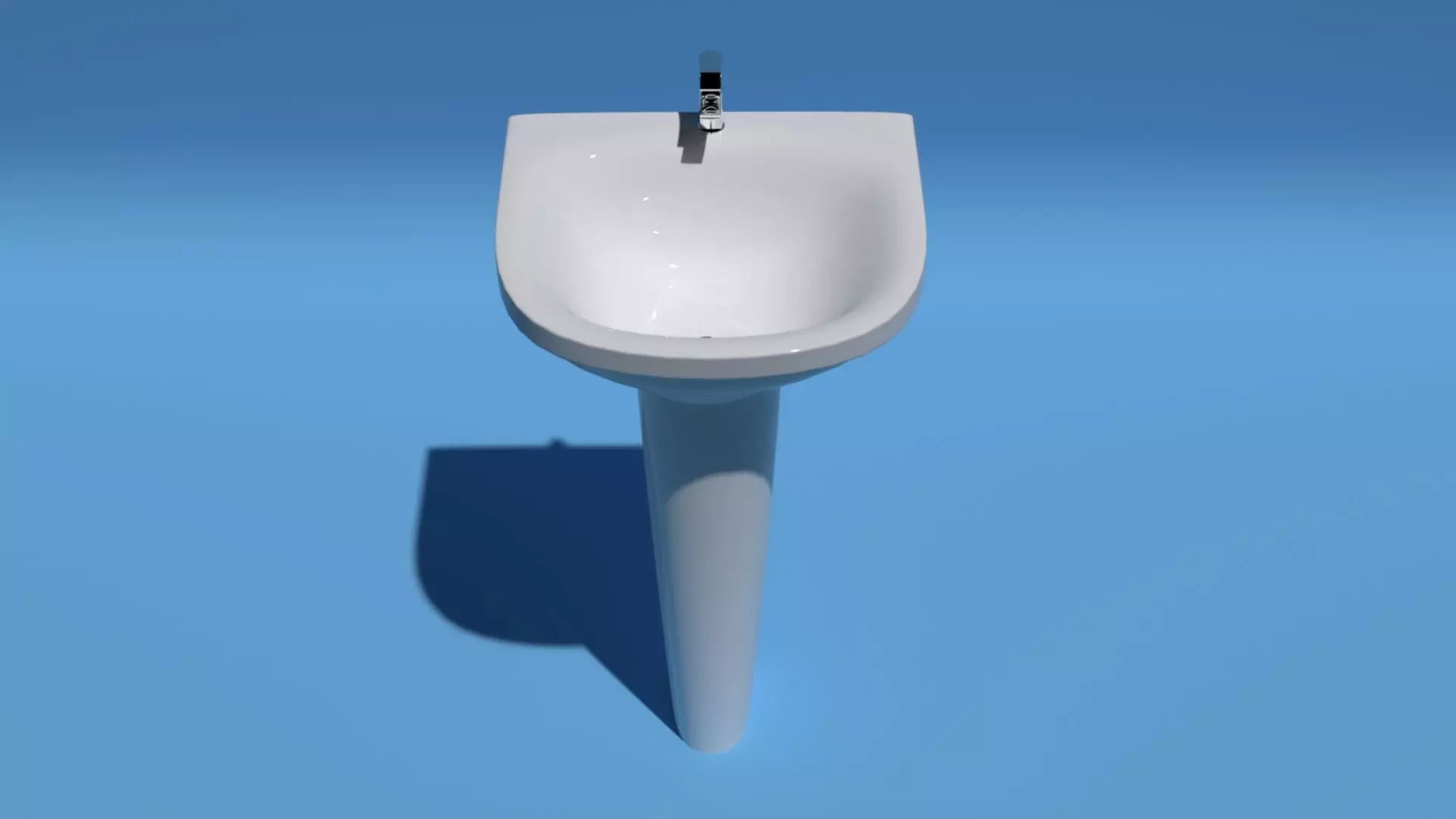 Bathroom sink with pedastal and lever tap Free 3D model_0