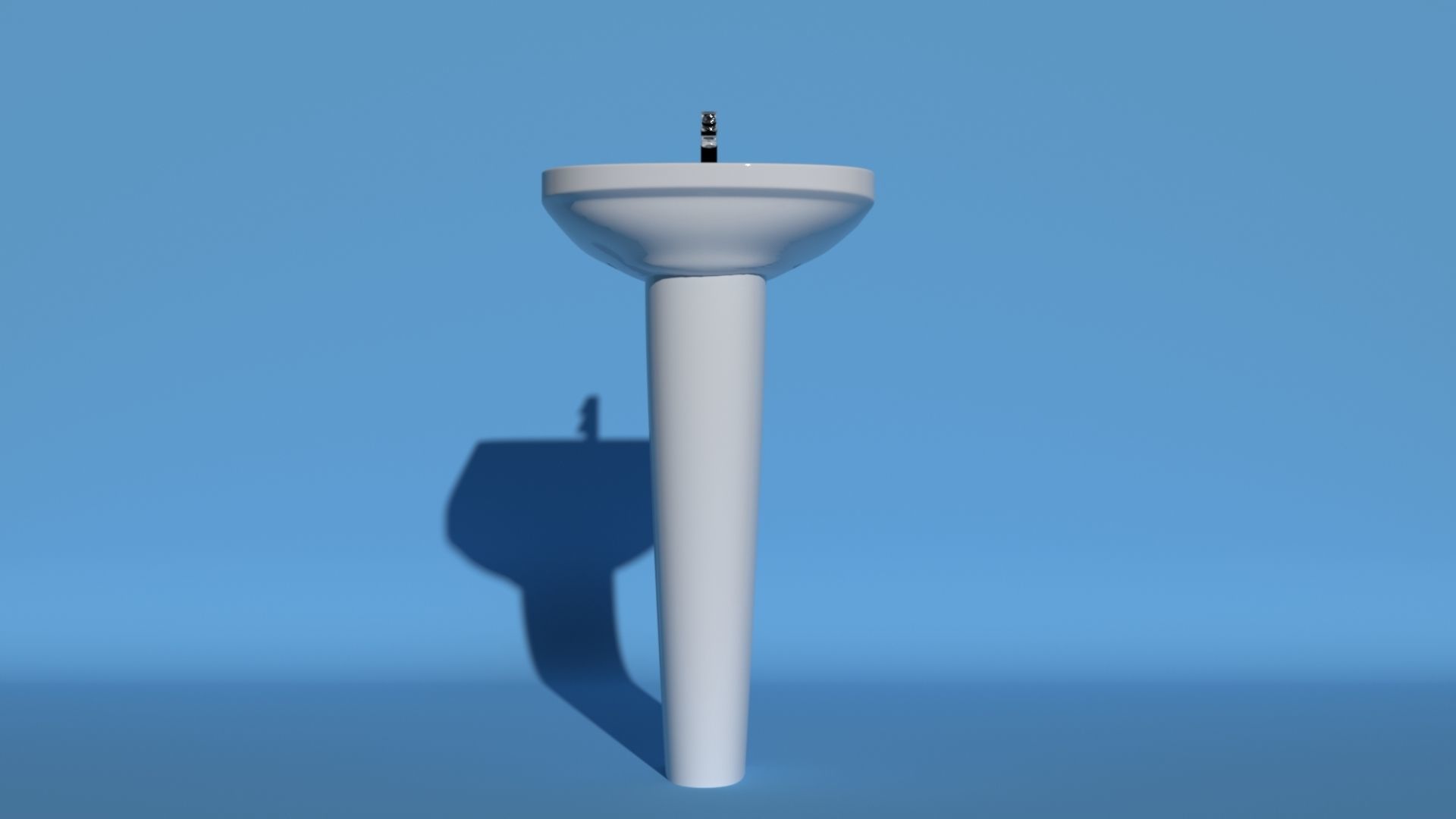 Bathroom sink with pedastal and lever tap Free 3D model_3