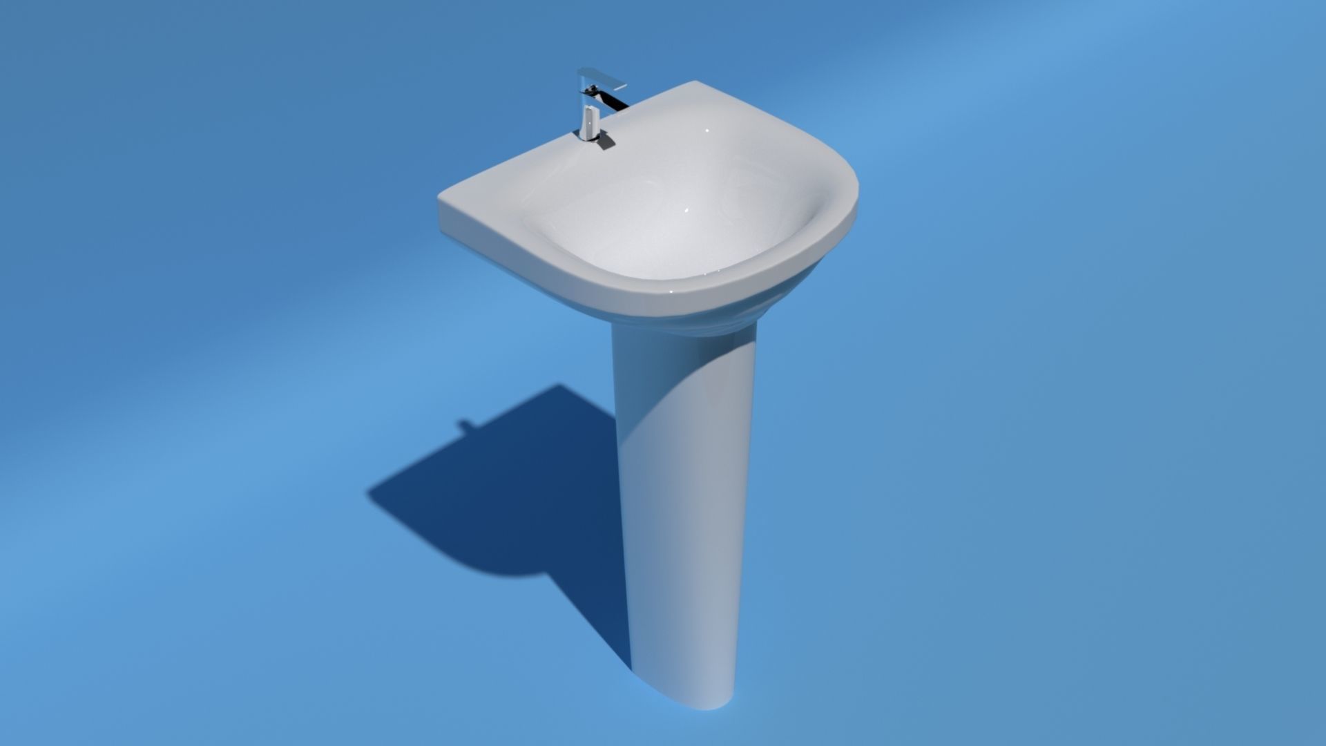 Bathroom sink with pedastal and lever tap Free 3D model_2