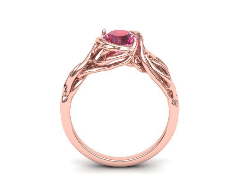 Tree Branch Engagement Ring 1ct gem N0262 3D print model_1