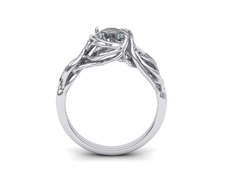 Tree Branch Engagement Ring 1ct gem N0262 3D print model_2