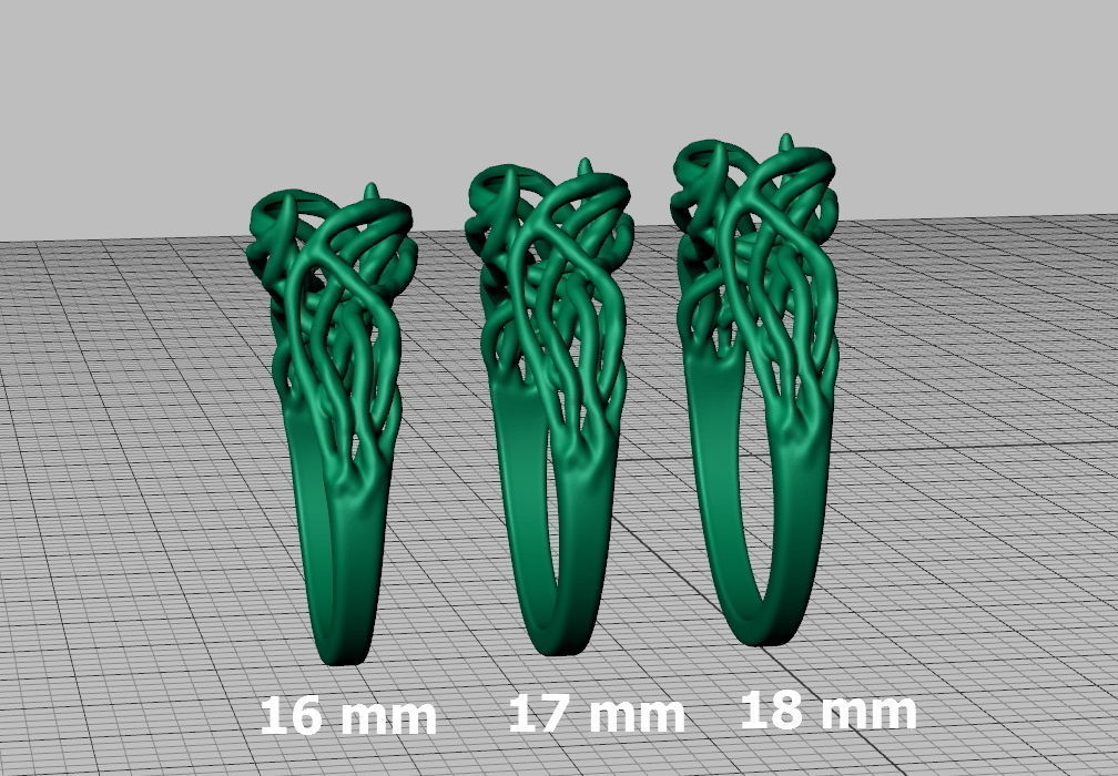 Tree Branch Engagement Ring 1ct gem N0262 3D print model_6