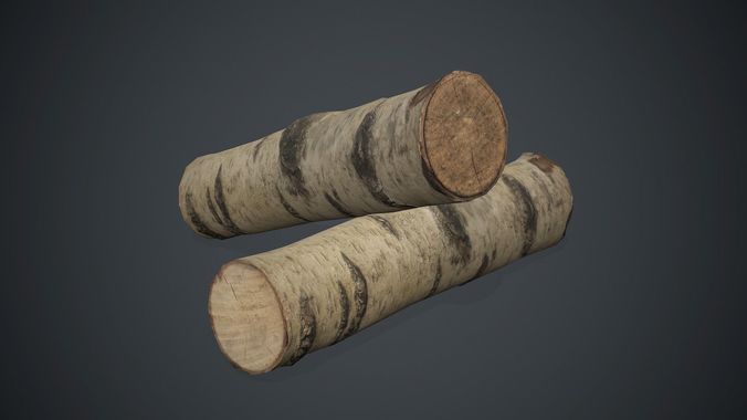Birch Firewood 1 PBR Game Ready Low-poly 3D model