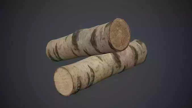 Birch Firewood 1 PBR Game Ready Low-poly 3D model