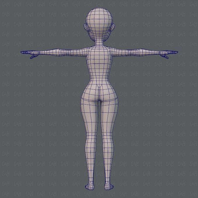 Base mesh woman 05 Low-poly 3D model_13
