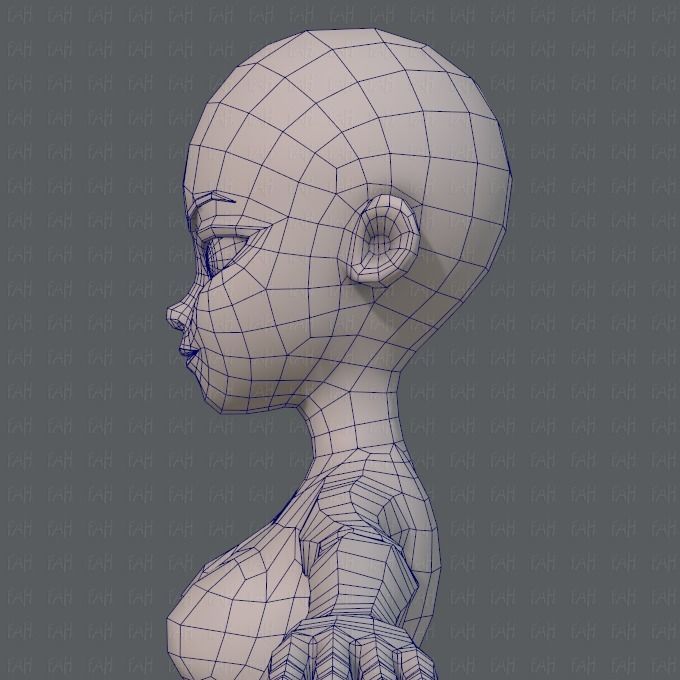 Base mesh woman 05 Low-poly 3D model_31