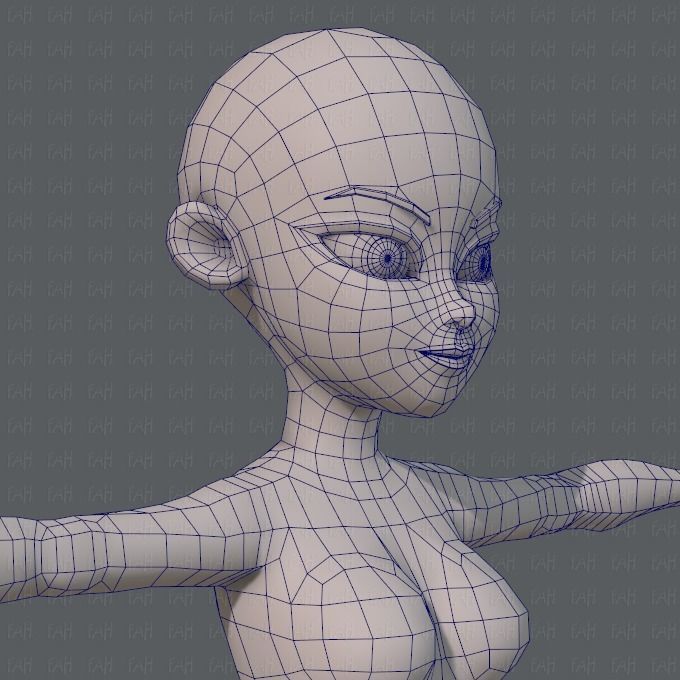 Base mesh woman 05 Low-poly 3D model_26