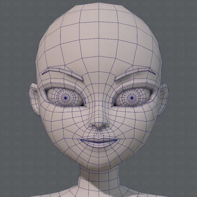 Base mesh woman 05 Low-poly 3D model_34