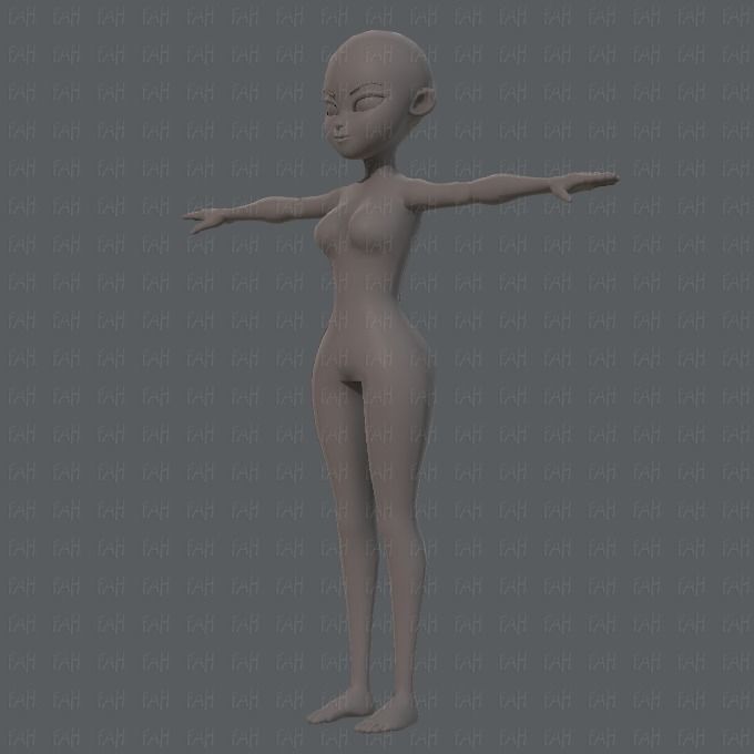 Base mesh woman 05 Low-poly 3D model_8
