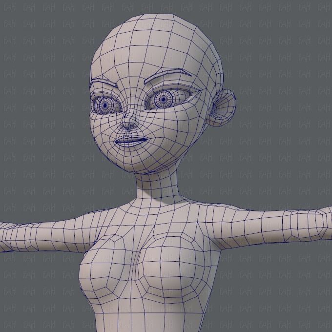 Base mesh woman 05 Low-poly 3D model_38