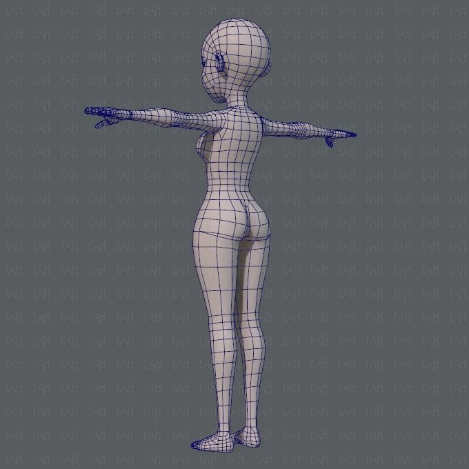 Base mesh woman 05 Low-poly 3D model_14