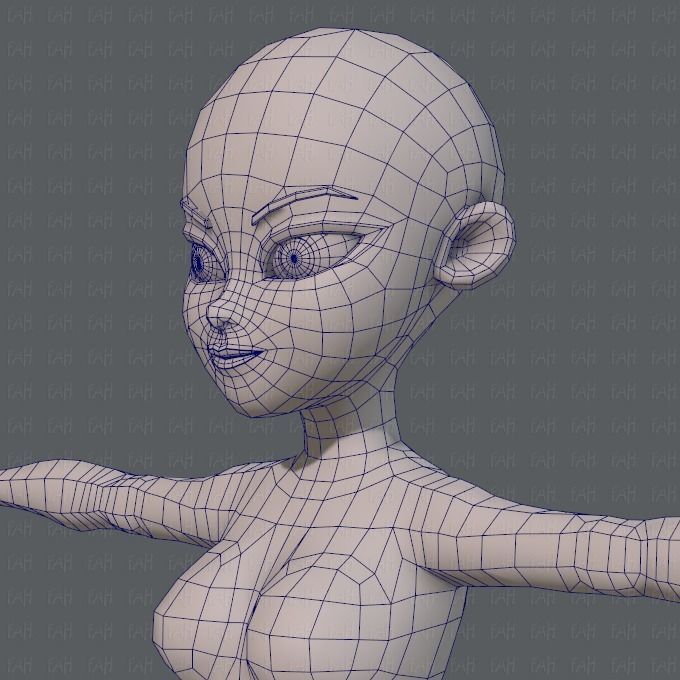 Base mesh woman 05 Low-poly 3D model_32