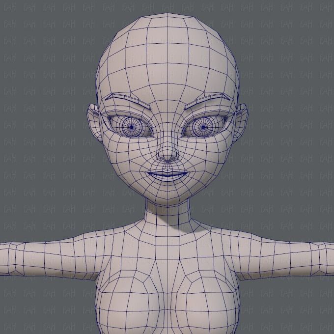 Base mesh woman 05 Low-poly 3D model_25