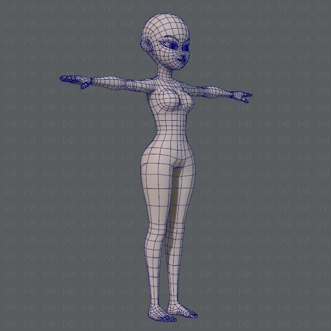 Base mesh woman 05 Low-poly 3D model_10