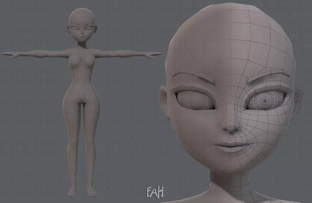 Base mesh woman 05 Low-poly 3D model_0