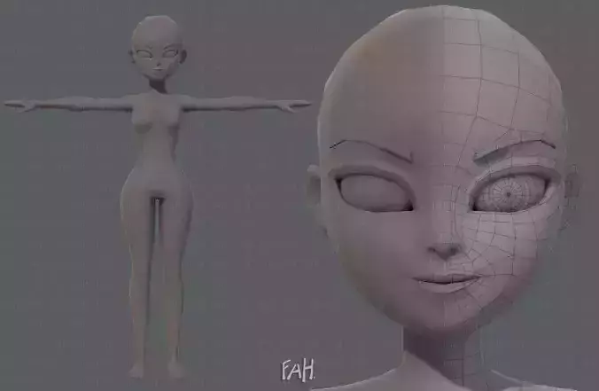 Base mesh woman 05 Low-poly 3D model