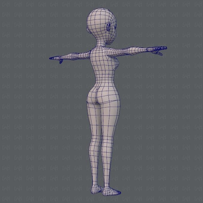 Base mesh woman 05 Low-poly 3D model_12