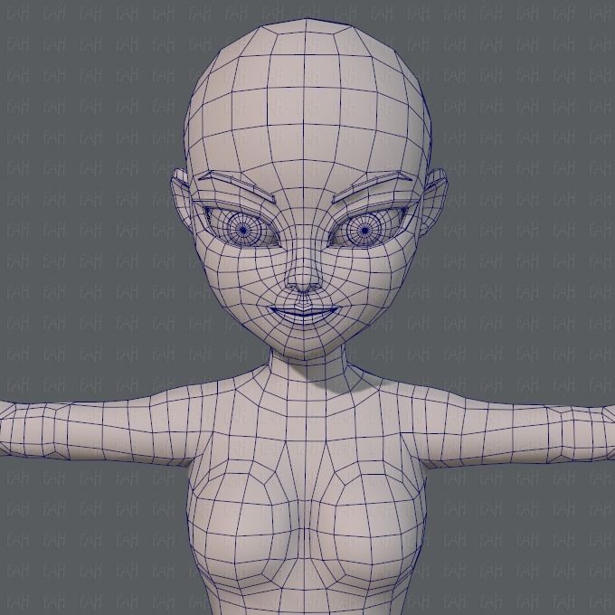 Base mesh woman 05 Low-poly 3D model_40