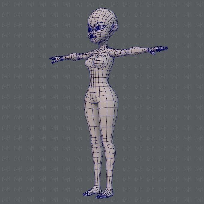 Base mesh woman 05 Low-poly 3D model_16