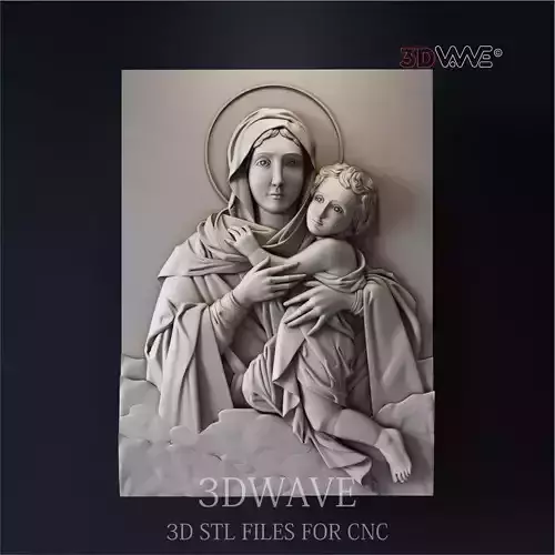 Virgin Mary and Jesus child 3d stl file for CNC